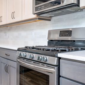 Two-toned cabients, appliances, countertops, etc.