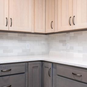 Cloe White 2 1-2 x 8 Field Tile with Crown Cabinets