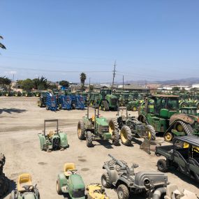 Rows of John Deere tractors and equipment at RDO Equipment Co. in Salinas, CA