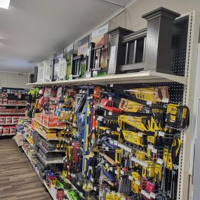 Kingston store decking, railings, saws, and tools displays