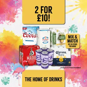 2 for £10 on 4 x 330ml/4x440ml/4 x 568ml Cans