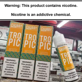 | A LITTLE TASTE OF THE TROPICS!!! |

Chubby Tropic has found it's way onto our shelves here at Awesome Sauce Vapor! Chubby is known for their consistent amazing flavors, and this one is no exception to the rule! Make sure to give it a try next time you're in!