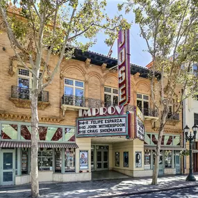 Entrance and marquee of San Jose Improv Comedy Club