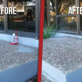 Before and after polyurethane concrete leveling