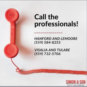 Looking for a professional crew to help maintain your septic system? Look no further! Give Simon and Son Septic Tank Pumping a call today!