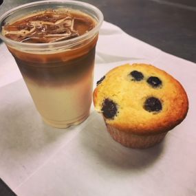 Muffin and Iced Coffee