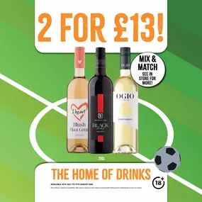 2 for £13 on selected wines