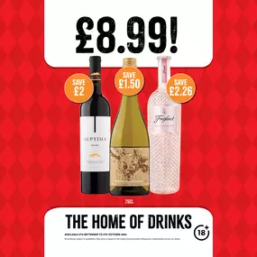 £8.99 each on selected wines