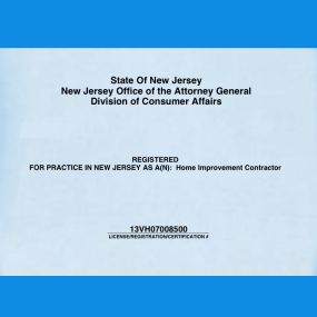 State of New Jersey New Jersey Office of the Attorney General Division of Consumer Affairs.  Registered Home Improvement Contractor