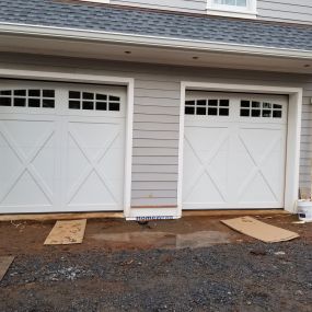 Installation of Double White Garage Doors