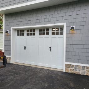 white carriage garage door installation