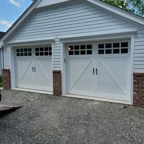 White carriage doors new installation