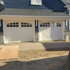 White garage double carriage doors