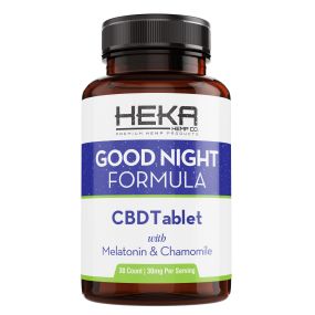 Feel rested with Heka Hemp Co. Good Night Formula Tablets. We combined 30mg pure CBD Isolate with 10mg Melatonin and 10mg Chamomile per tablet to provide a fast acting, natural product to help you have a Good Night.