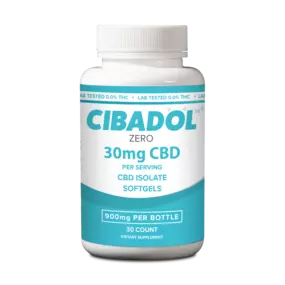 Cibadol ZERO – THC FREE Softgel CBD Pills
Description: Each bottle contains 900mg of pure CBD.