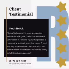 Google review of Rocky Walton Injury Lawyers | Arlington, TX