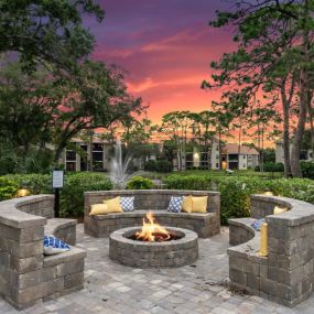 Cozy fire pit at twilight