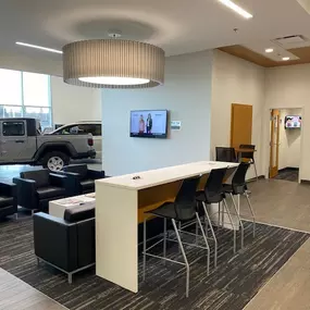 Russ Darrow Chrysler Dodge Jeep RAM of Milwaukee customer lounge.