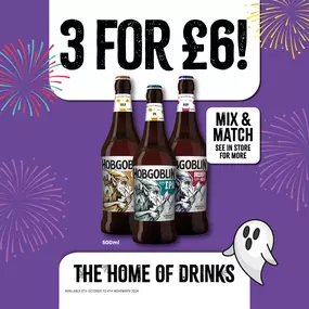 3 for £6 Hobgoblin, Cheap deals, Halloween drinks, Mix and match