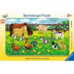 Ravensburger Rahmenpuzzle 15 Teile Bauernhoftiere auf der Wiese 06046