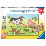 Ravensburger Kinderpuzzle 2x12 Teile Glückliche Tierfamilien 07590