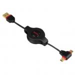 HAMA 2in1 0.75 m Aufrollbares-Mini/Micro-USB-2.0 Kabel in Schwarz