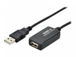 USB Kabel Verlängerung [1x USB 2.0 Stecker A - 1x USB 2.0 Buchse A] 10 m Schwarz Digitus