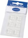 6 St. Schutzpuffer Clear, 20,5mm, Kunststoff transparent Quadrat, selbstklebend