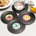 Retro Vinyl-Schallplattenuntersetzer (4er Pack)