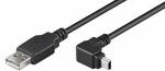 USB 2.0 Hi-Speed Kabel 1,8m A Stecker B Mini-Stecker 5 pol. 90° winkel schwarz
