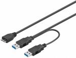 USB 3.0 Dual Power SuperSpeed Kabel A Stecker Micro B Stecker 0,6m schwarz