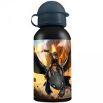 DRAGONS Kinder Trinkflasche aus Aluminium schwarz grau 400 ml