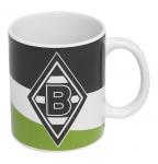 Fanmarken Borussia Mönchengladbach Tasse, Steingut, Logo, gestreift, 0,3 l