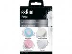 BRAUN FACE SE80-m Aufsatz-Mix 4er Set Ersatzbürsten für Gesichtsreinigungsbürsten, Weiß/Rosa/Blau Weiß/Weiß