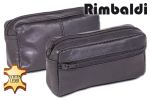 Rimbaldi® Große Schlüsseltasche mit Extrafach aus weichem, naturbelassenem Rindsleder in Schwarz