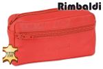 Rimbaldi® Große Schlüsseltasche mit Extrafach aus weichem, naturbelassenem Rindsleder in Rot