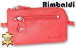 Rimbaldi® Leder-Schlüsseltasche mit 2 Schlüsselketten und Ring aus weichem, naturbelassenem Rindsleder in Rot