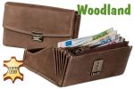 Woodland® Profi Kellnerbörse mit extra verstärktem Boden im großen Hartgeldfach aus weichem, naturbelassenem Büffelleder in Dunkelbraun/Taupe