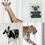 Spirella Duschvorhang Textil Tiere, vers. Designs Farbe: Giraffe savanna beige
