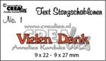 Stanzschablone, CrealiesTekststans,  Schrift  -Vielen Dank-  CLTSS01