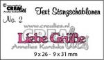 Stanzschablone, CrealiesTekststans,  Schrift  -Liebe Grüße-  CLTSS02