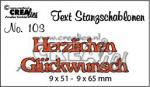 Stanzschablone, CrealiesTekststans, Schrift -Herzlichen Glückwunsch-  CLTSS103